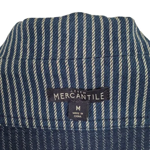 J Crew Mercantile Womens Size M Jacket Blazer Cotton Pockets Casual Striped Blue - Picture 6 of 8